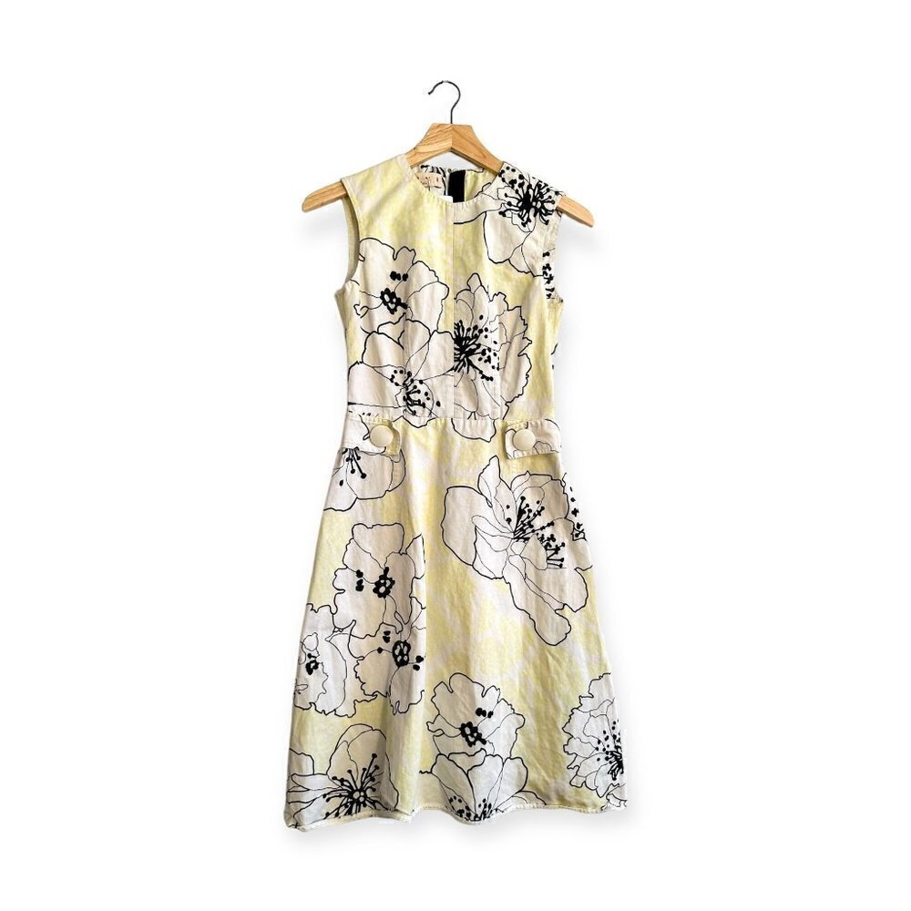 Marni Citrus Floral Sleeveless Dress, Size 36 Italian, Yellow/white, Cotton/Line